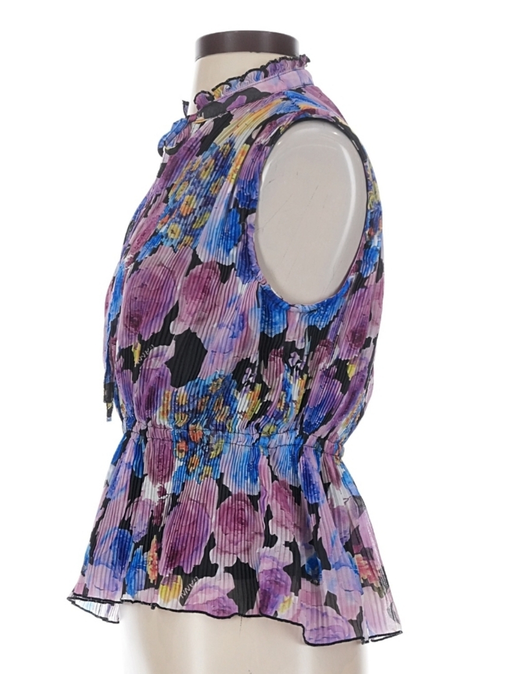GANNI Pleated Floral Georgette Blouse Size 36 - Picture 4 of 8